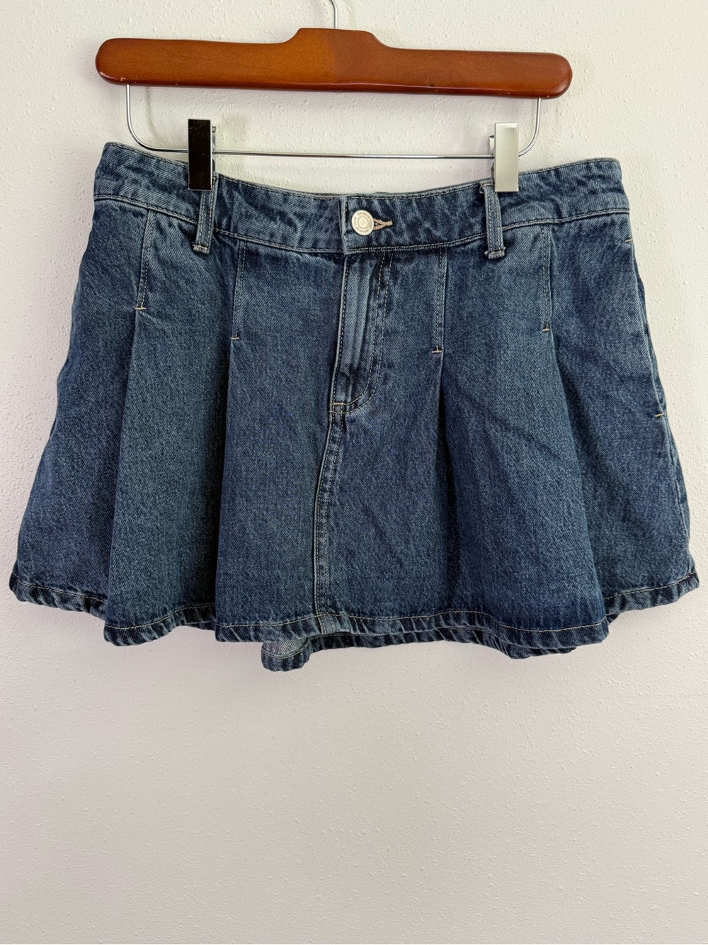 Cotton On Pleated Denim Mini Skirt Waist 28 Blue Y2K Low Rise Tennis